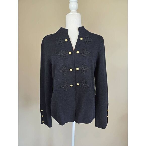 Chicos Open Front Cardigan Sz 1 Black. **Flawed** - Picture 1 of 10